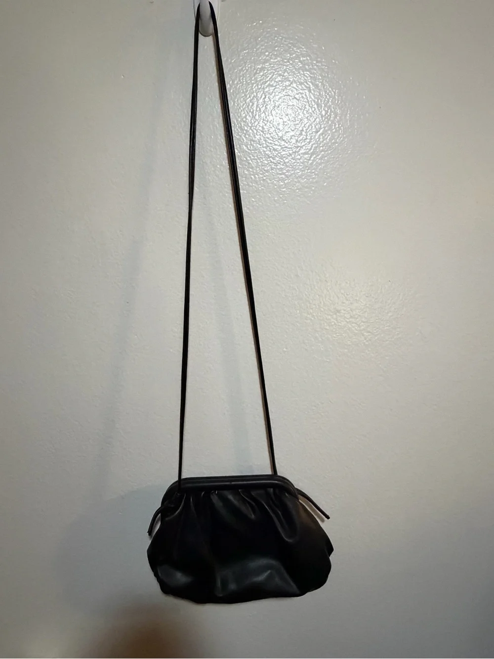 Steve Madden Black Ruched Frame Clutch with Wrist Strap